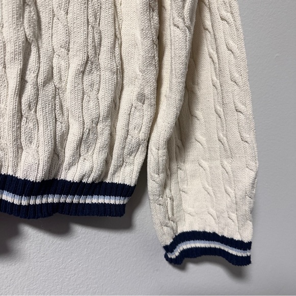 Vintage Tommy Hilfiger Off-White Cable Knit V-Neck Sweater Women’s Size Large - Picture 11 of 14